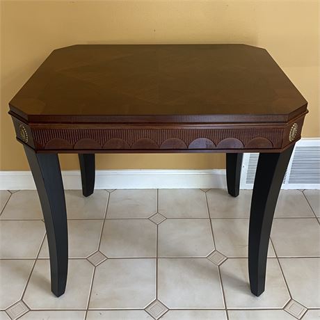 Two Tone End Table with Gold Accent