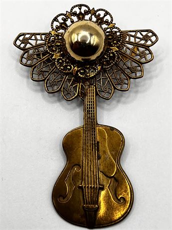 Vintage Violin Brooch Pin
