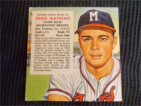1954 Red Man #23 Eddie Mathews