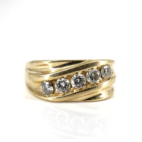 Contemporary Gold and 1.20 Ct Diamond Gentlemans Ring