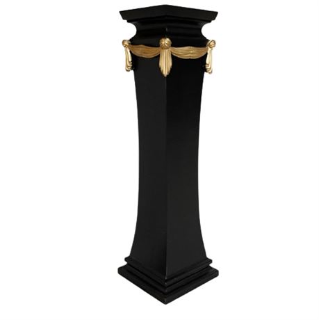 Black Lacquer Formal Pedestal Plant Stand