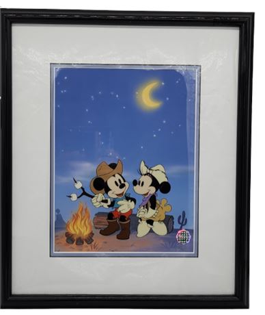 Disney Romance on the Range 2001 Sericel Cowboy Mickey & Minnie Framed LE 2000