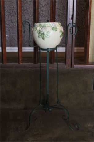 Metal Plant Stand with Ceramic Planter