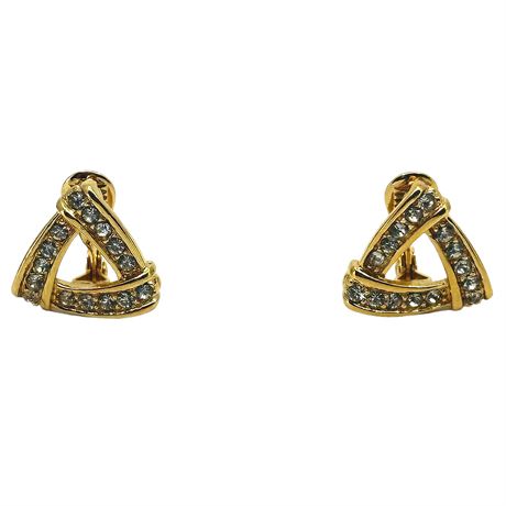 "Monet" Diamond Style Gold-Toned Clip-On Earrings