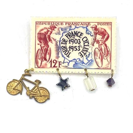 French Stamp Pin with Pendants, by Paul Andrew Charlotte