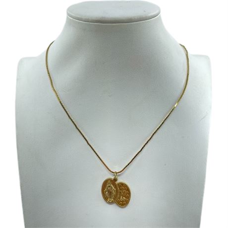 Napier Gold Tone Box Chain with Blessed Virgin Pendent
