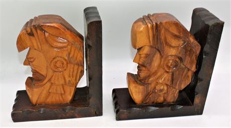 Wood Figural book ends