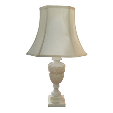 Carved Alabaster and Marble Table Lamp