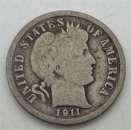 1911 Silver Barber Dime
