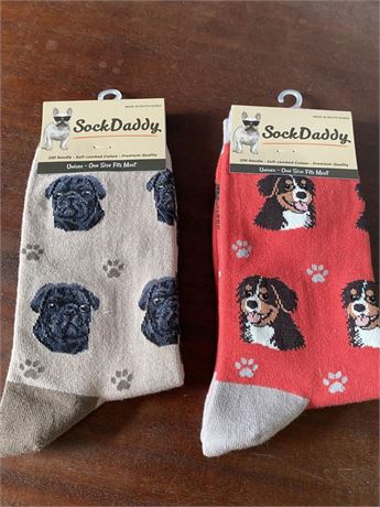Socks, 2 pair,  #1 Dog theme