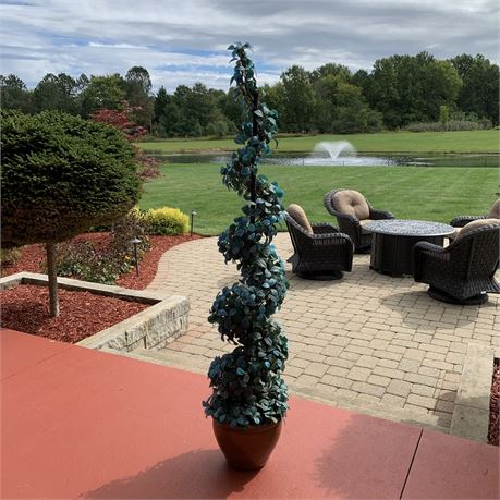 Faux Spiral Topiary Plant in Planter - 64"T