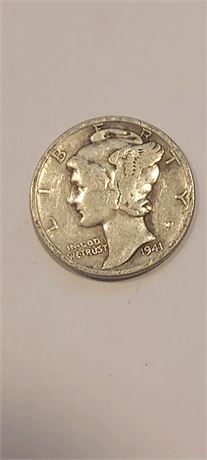 1941 Mercury Silver Dime Silver