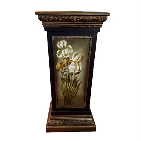 Hand Painted Iris Floral Pedestal Table