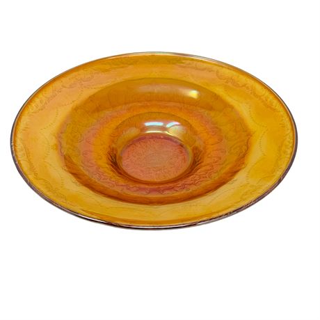 Amber Carnival Glass Shallow Bowl