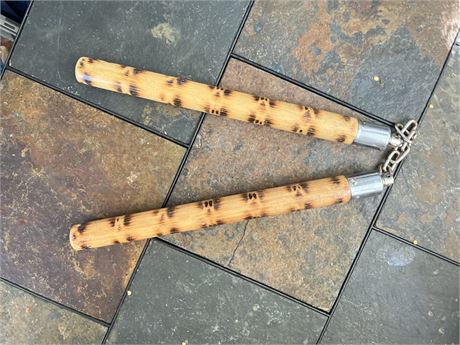 Round Burned Rattan Speed Sticks with Chain