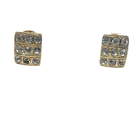Gold-Toned and Diamond Style Clip-On Earrings