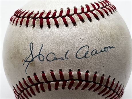 Single Signed Hank Aaron Autographed Baseball ONL White Ball