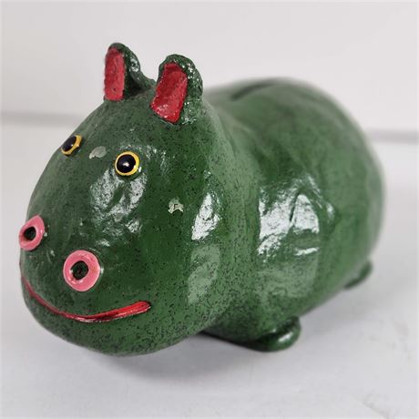 Retro Green Hippopotamus Hippo Bank