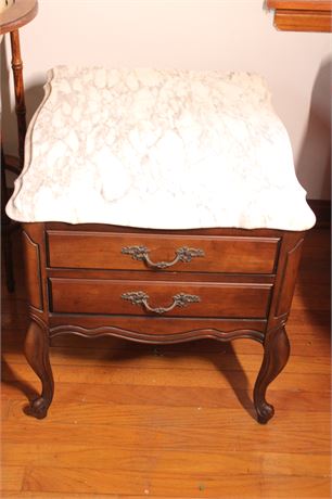 Vintage Hammary Furniture French Provincial Marble Top Side Table