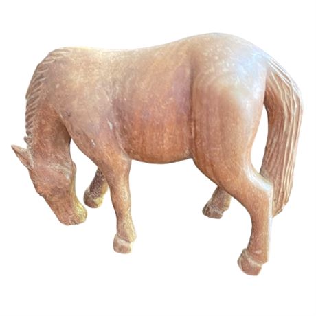 Carved Wood "Horse Grazing" Figurine