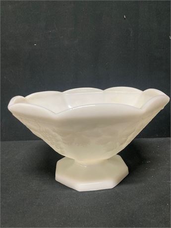 Vintage Anchor Hocking Milk Glass Pedestal Bowl
