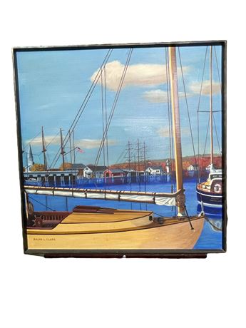 Ralph L. Clark Harbor View Oil Painting