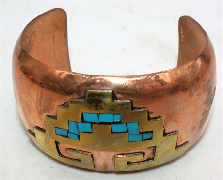 Copper cuff Turquoise bracelet