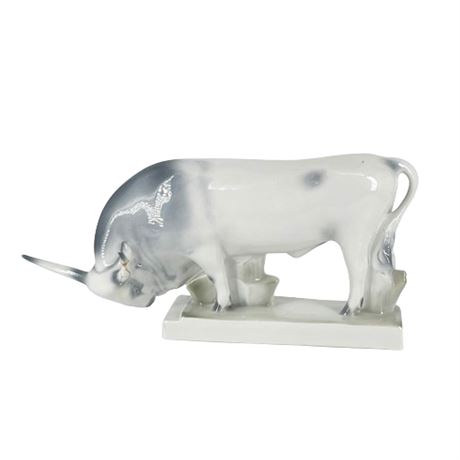 Bull by Zsolnay Porcelain, Early 20th C