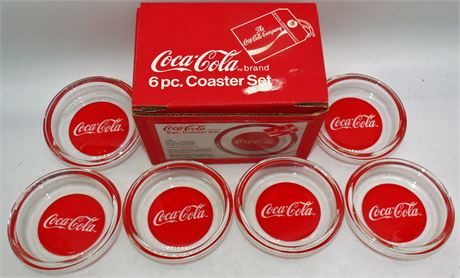 Coca Cola GLASS coasters 6 in box