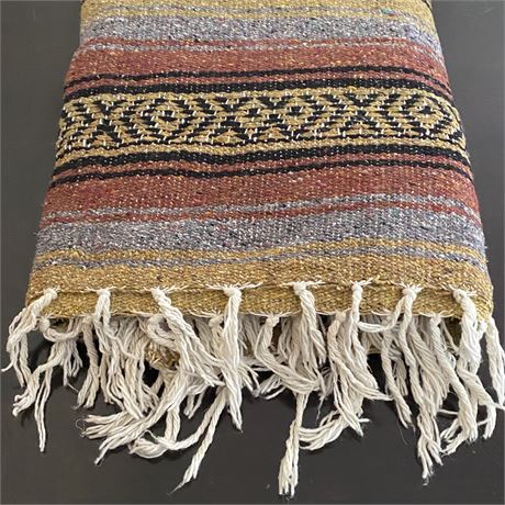 Vintage Hand Knit Southwestern Blanket - 80 x 48"