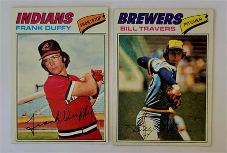 1970s CLEVELAND INDIANS Frank Duffy #542/MILWAUKEE BREWERS Bill Travers #125