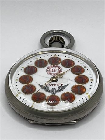 Working Antique BP Ferrovia Cronometro S18 Coin Silver Pocket Watch