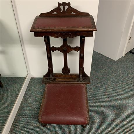 Antique Prayer Bench with Carved Wood Cross