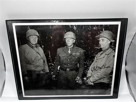 1 of 2 Framed Photo of General George Patton Omar Bradley and HL McBride