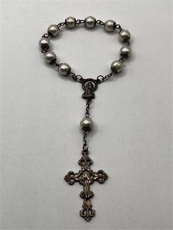 Vintage Rosary Bracelet Crucifix and Mary