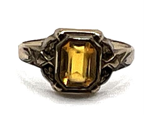 Nice 10K Gold Filled Yellow/Orange Topaz Gemstone Ring Size 5