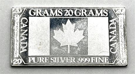 20 Gram .999 Silver Bar