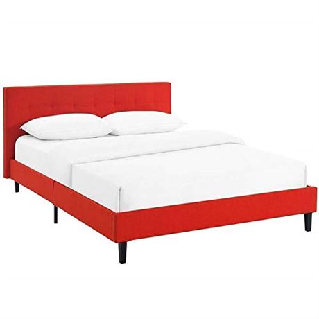 OH - IO OSU Buckeye Red Modway Linnea Upholstered Atomic Red Full Platform Bed