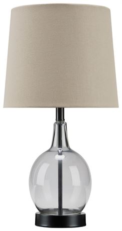 STILL IN BOX Signature Design by Ashley Arlomore 19" Clear Glass Table Lamp,Gray
