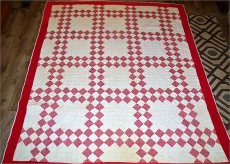 Red White hand made quilt
