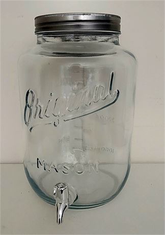 Original Mason Jar themed beverage dispenser w/spigot - 13" TALL