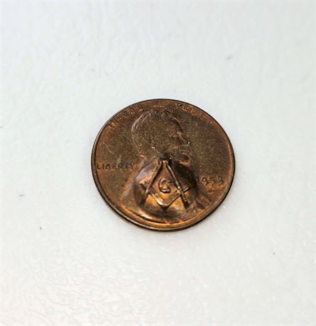 1953 Freemason Punched Marked Wheat Penny