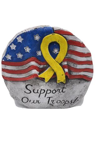 USA PATRIOTIC SUPPORT OUR TROOPS GARDEN STONE/HANG ABLE