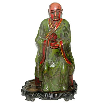 Antique Chinese Wood Sculpture of Luohan (罗汉)