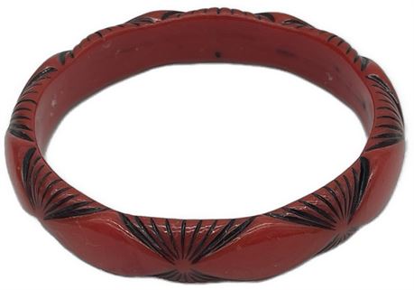 Vintage Red Carved Bangle Bracelet