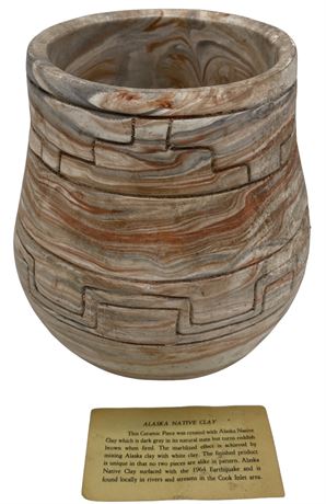 Alaska Native Hand Made Clay Vase