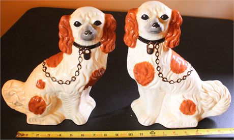 Staffordshire Ceramic Dog Figurines, Pair