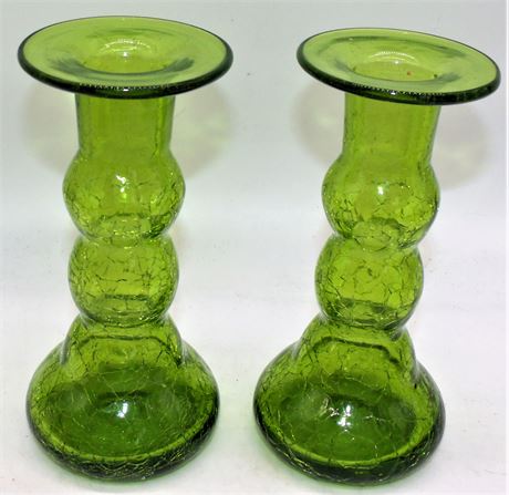Crackle glass vases / candle holders