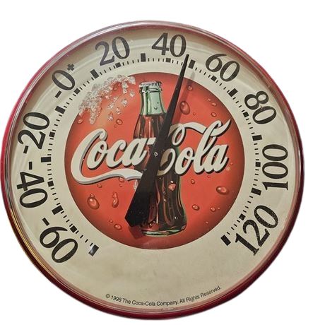 Coca Cola 12" ROUND THERMOMETER - Inside/ Outside