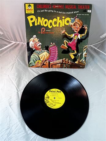 Vintage Pinocchio by Peppermint Players Vinyl Record Peter Pan 8042